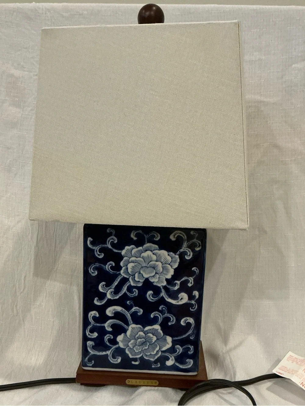 Ralph Lauren Blue White Lotus Floral Lamp